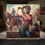 Vintage Western Cowgirl Ceramic Tile<br><div class="desc">Vintage Western Cowgirl</div>