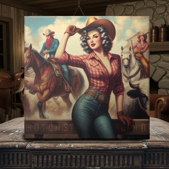 Vintage Western Cowgirl Ceramic Tile (Creator Uploaded)