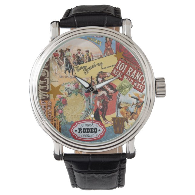 Vintage western cowgirl collage watch (Front)