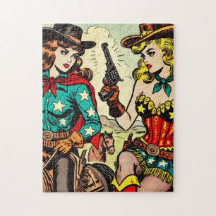 Vintage Western Cowgirl Comics Jigsaw Puzzle