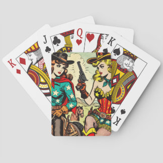 Vintage Western Cowgirl Comics Poker Cards