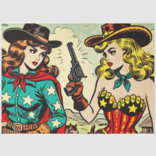 Vintage Western Cowgirl Comics Tissue Paper