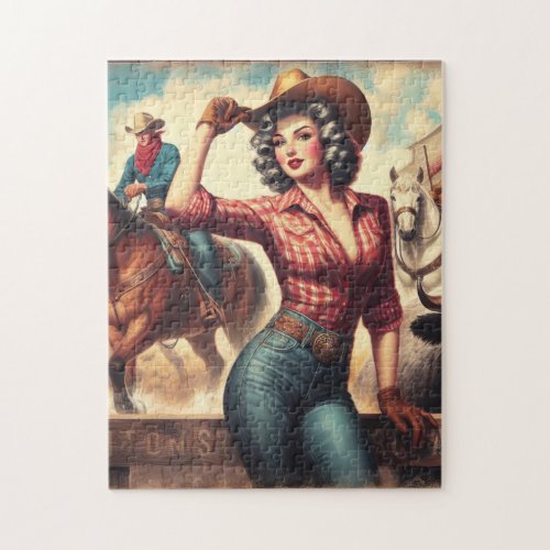 Vintage Western Cowgirl Jigsaw Puzzle