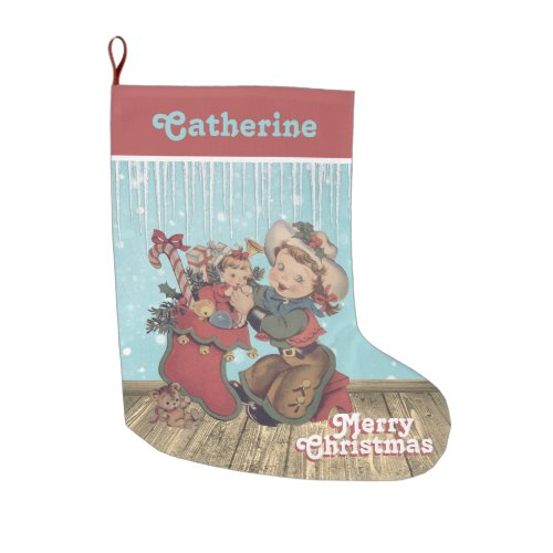 Vintage Western Cowgirl Kid and Christmas Stocking