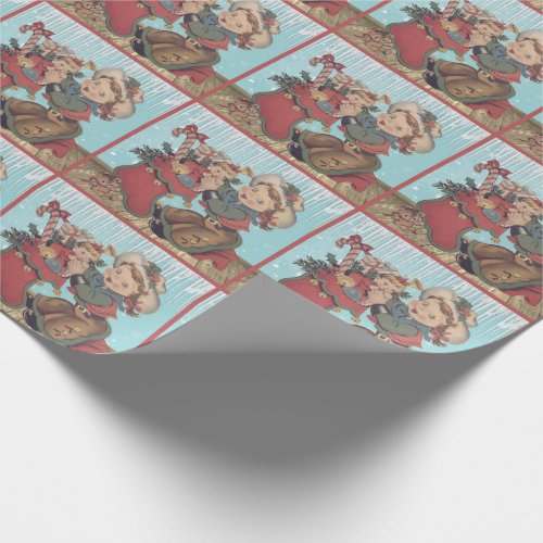 Vintage Western Cowgirl Kid and Christmas Stocking Wrapping Paper