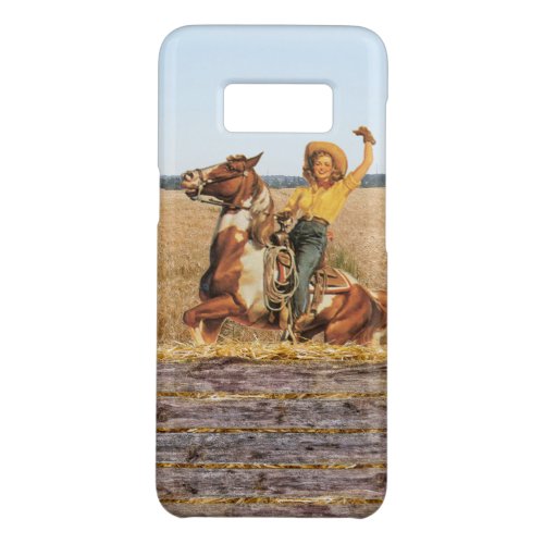 Vintage Western Cowgirl On Horse Waving  Case_Mate Samsung Galaxy S8 Case