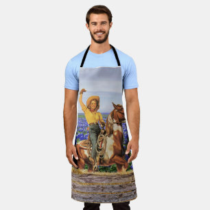 Vintage Western Cowgirl On Horse Waving (L) Apron
