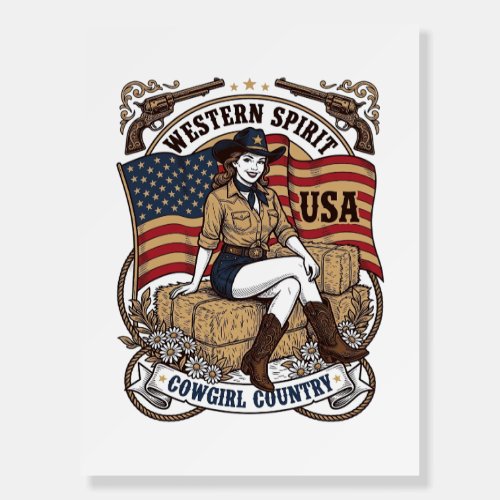 Vintage Western Cowgirl Patriotic Shirt Design_1 Foam Board