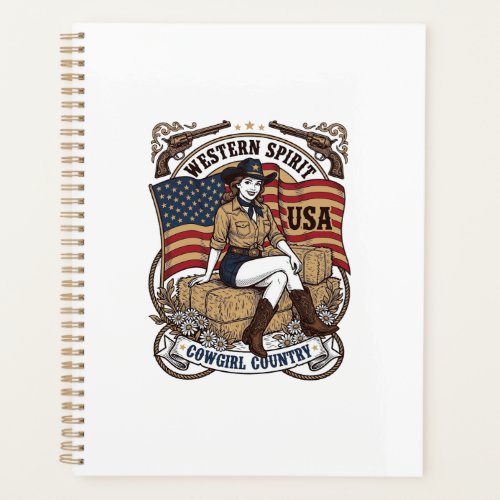 Vintage Western Cowgirl Patriotic Shirt Design_1 Planner