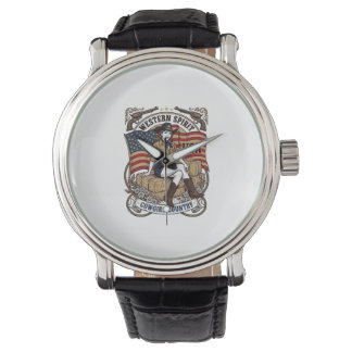 Vintage Western Cowgirl Patriotic Shirt Design_1 Watch