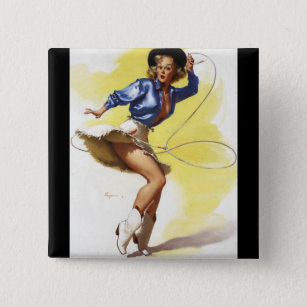 Vintage Western Cowgirl Pin UP Girl