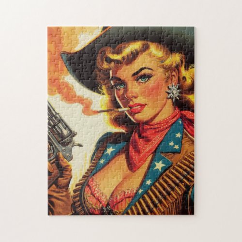 Vintage Western Cowgirl Pin Up Jigsaw Puzzle