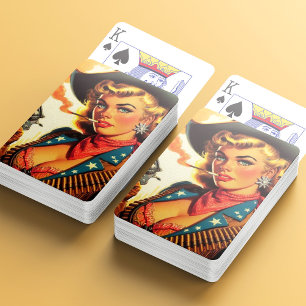 Vintage Western Cowgirl Pin Up Poker Cards