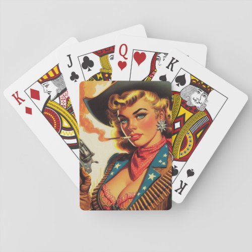 Vintage Western Cowgirl Pin Up Poker Cards