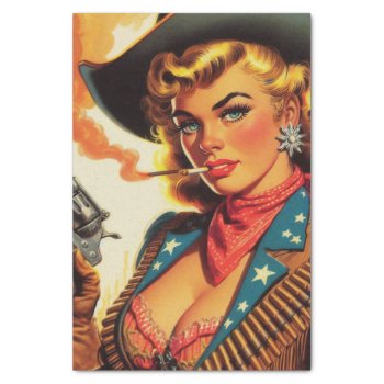 Vintage Western Cowgirl Pin Up Tissue Paper by retrokdr at Zazzle