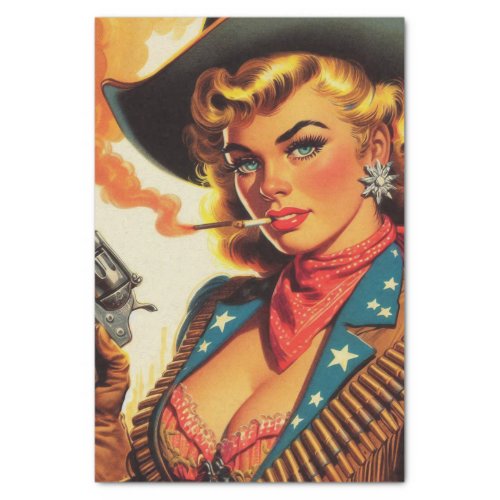 Vintage Western Cowgirl Pin Up Tissue Paper