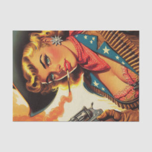 Vintage Western Cowgirl Pin Up Tissue Paper
