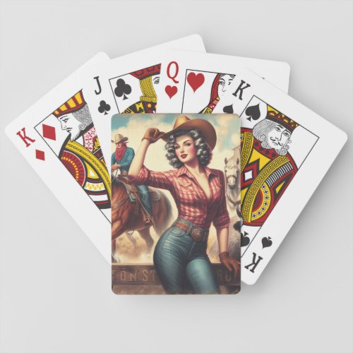 Vintage Western Cowgirl Playing Cards