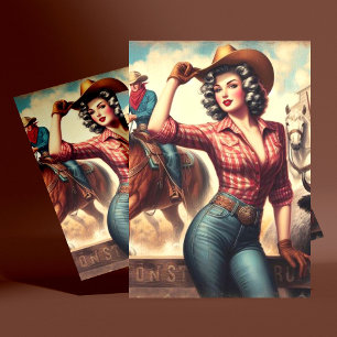 Vintage Western Cowgirl Postcard