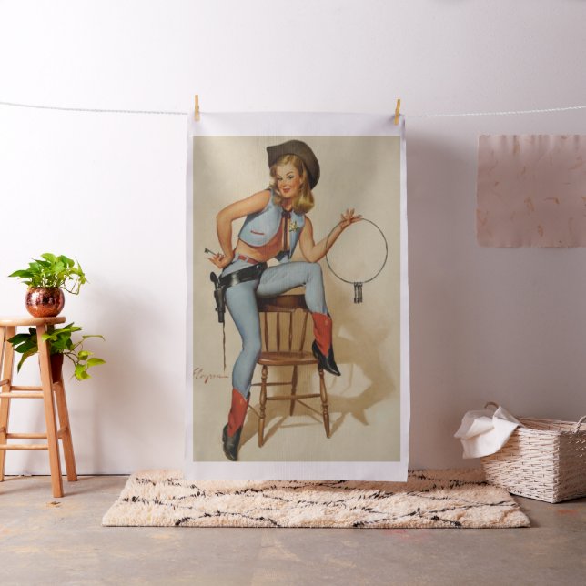 Vintage Western Cowgirl Sheriff Jail Keys-Lg Print Fabric (In Situ)