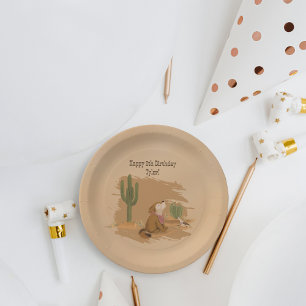 Vintage Western Desert Cowboy Birthday Paper Plate
