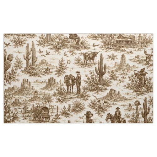 Vintage Western Desert Toile Seamless Pattern Fabric