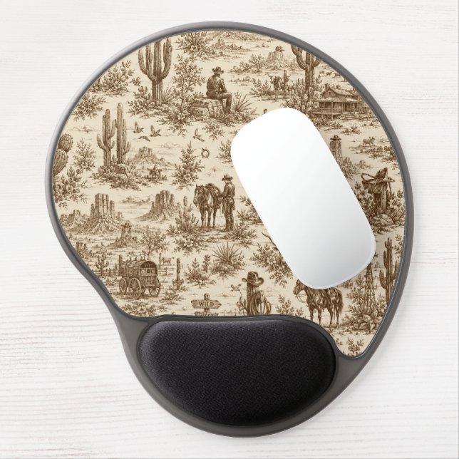 Vintage western desert toile pattern gel mouse pad