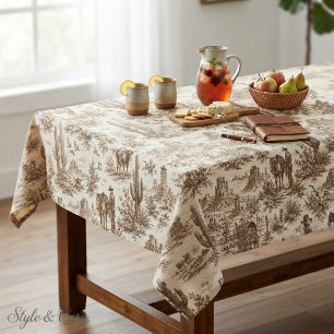 Vintage Western Desert Toile Seamless Pattern Throw Pillow