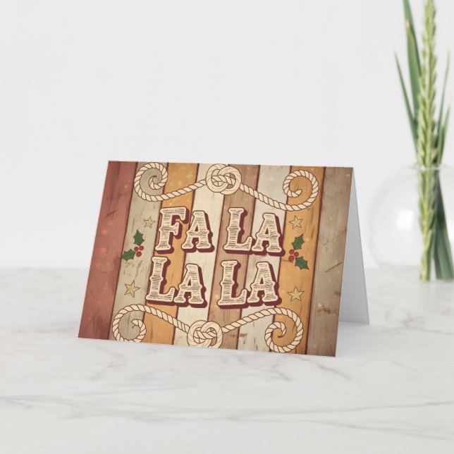 Vintage Western Fa La La Christmas Holiday Card (Front)