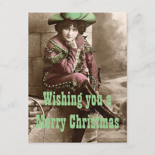 Vintage Western Fashion Christmas Holiday Postcard