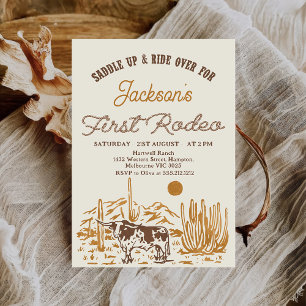 Vintage Western First Rodeo 1st Birthday Invitation