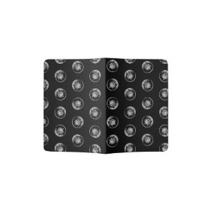 Vintage Western Floral Circle Ornaments Black Passport Holder