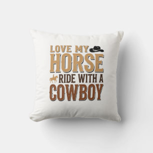 Vintage Western Horse and Cowboy Quote Shirt Desig Throw Pillow