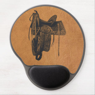 Vintage Western Horse Saddle Gel Mouse Pad