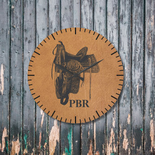 Vintage Western Horse Saddle Monogram   Large Clock