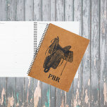 Vintage Western Horse Saddle Monogram  Planner<br><div class="desc">Vintage illustration of western style horse riding saddle on a faux leather background. Personalize with monogram or name/ A design that will be appreciated by those that love the "Cowboy Life".</div>
