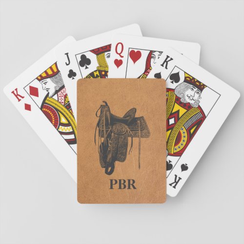 Vintage Western Horse Saddle Monogram  Poker Cards