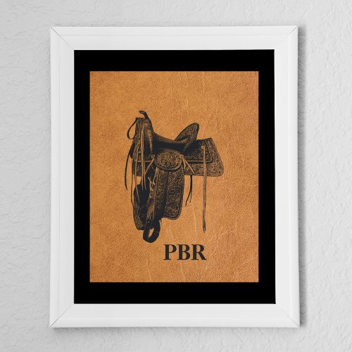 Vintage Western Horse Saddle Monogram   Poster