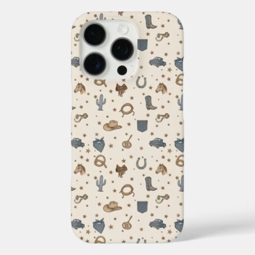 Vintage Western Icons Pattern iPhone 16 Pro Case