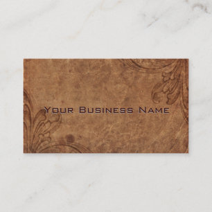Vintage Western  Leather  with  Embossed Floral Business Card