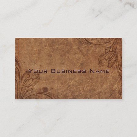 Vintage Western  Leather  With  Embossed Floral Business Card