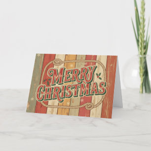 Vintage Western Merry Christmas Holiday Card