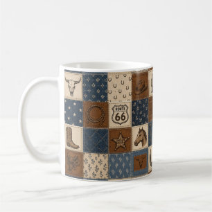 Vintage Western Patchwork Quilt Pattern Coffee Mug