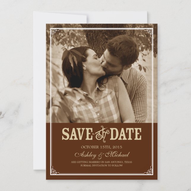 Vintage Western Photo Save The Date (Front)