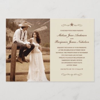 Vintage Western Photo Wedding Invitations by Western_Invitations at Zazzle