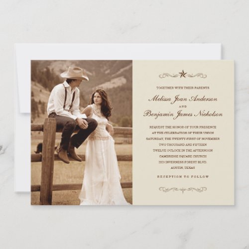 Vintage Western Photo Wedding Invitations