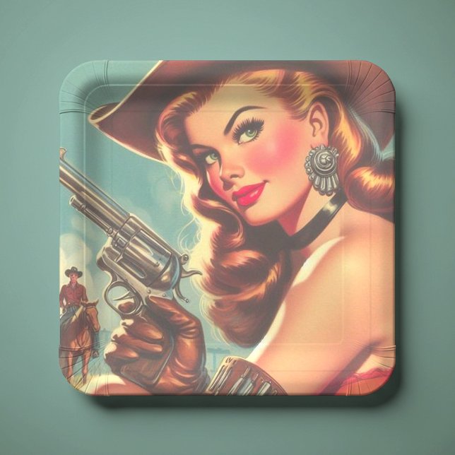 Vintage Western Pin-up Paper Plates (Creator Uploaded)