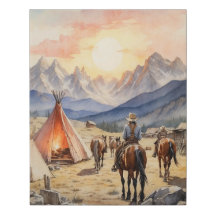 Vintage Western Pioneer Cowboys Horses