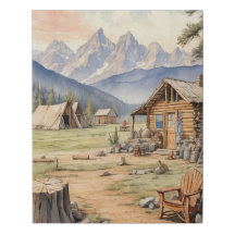 Vintage Western Pioneer Rustic Log Cabin
