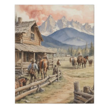 Vintage Western Pioneer Rustic Log Cabin